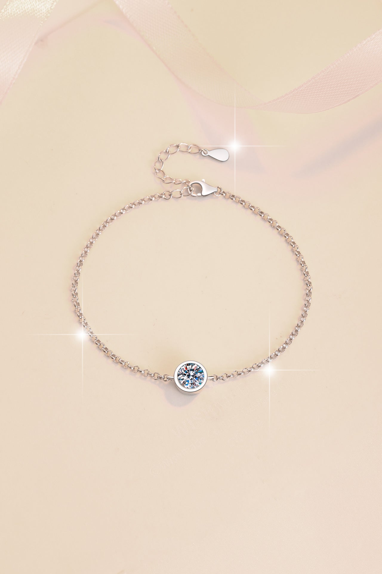 925 Sterling Silver Bracelet Small Bubble 1 Carat Moissanite Bracelet Platinum Plated Moissanite Jewelry