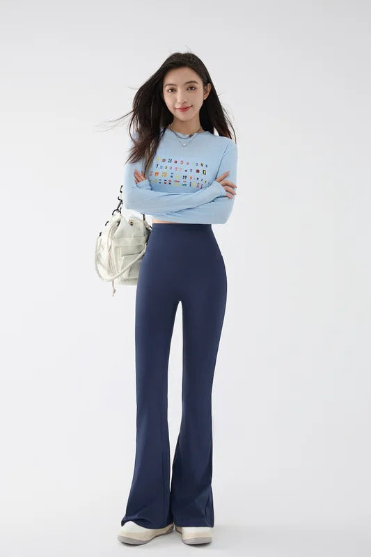 New High Waist Flared Shark Pants for Women Summer Stretchy Bootcut Shark Pants Retro Casual Trousers Streetwear Woman clothes