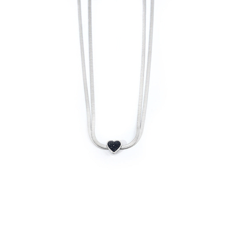 Dark Heart Double Layer Necklace for Women