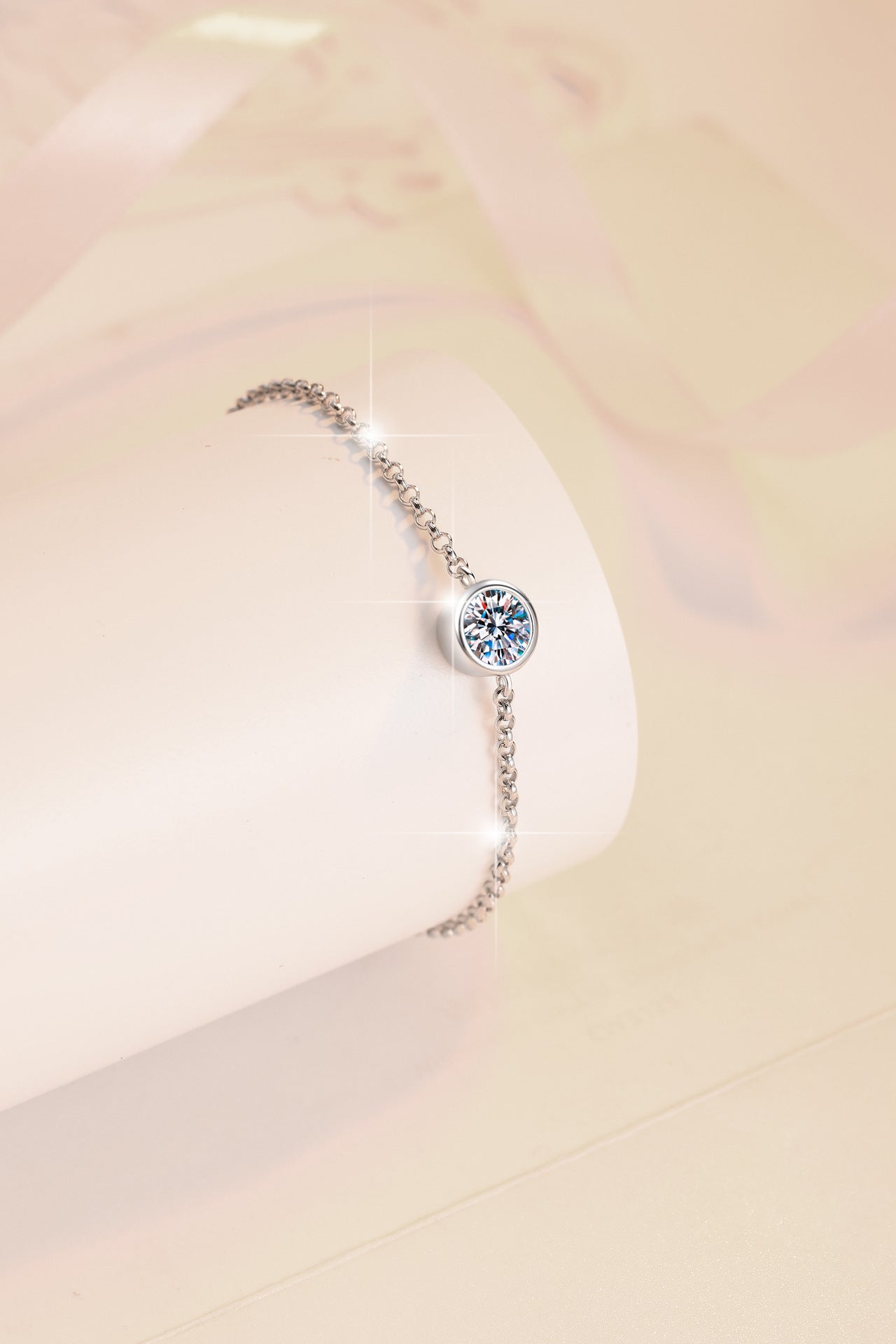 925 Sterling Silver Bracelet Small Bubble 1 Carat Moissanite Bracelet Platinum Plated Moissanite Jewelry