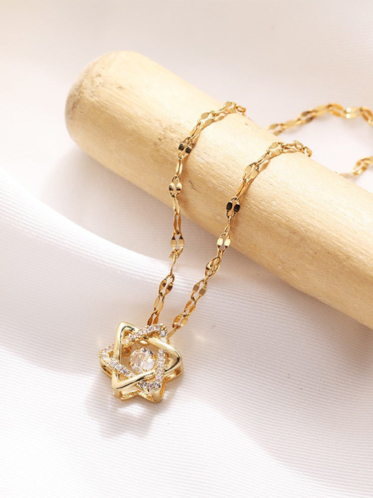Beating Heart Heartbeat Hexagram Necklace for Women