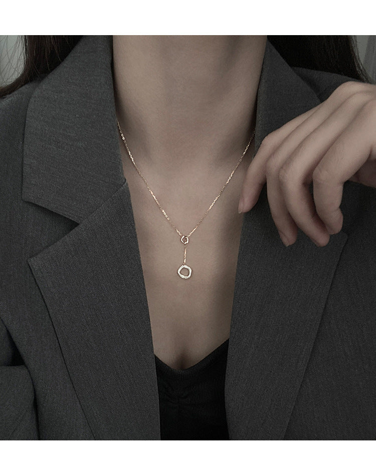 Geometric Irregular Circle Necklace for Women, Niche Design