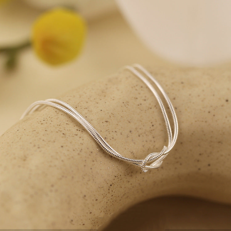 Knotted Double Layer Snake Bone Bracelet for Women