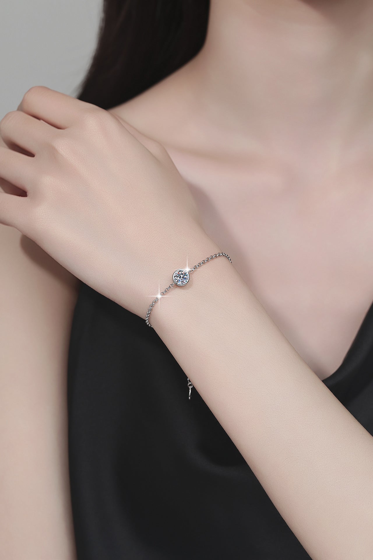 925 Sterling Silver Bracelet Small Bubble 1 Carat Moissanite Bracelet Platinum Plated Moissanite Jewelry