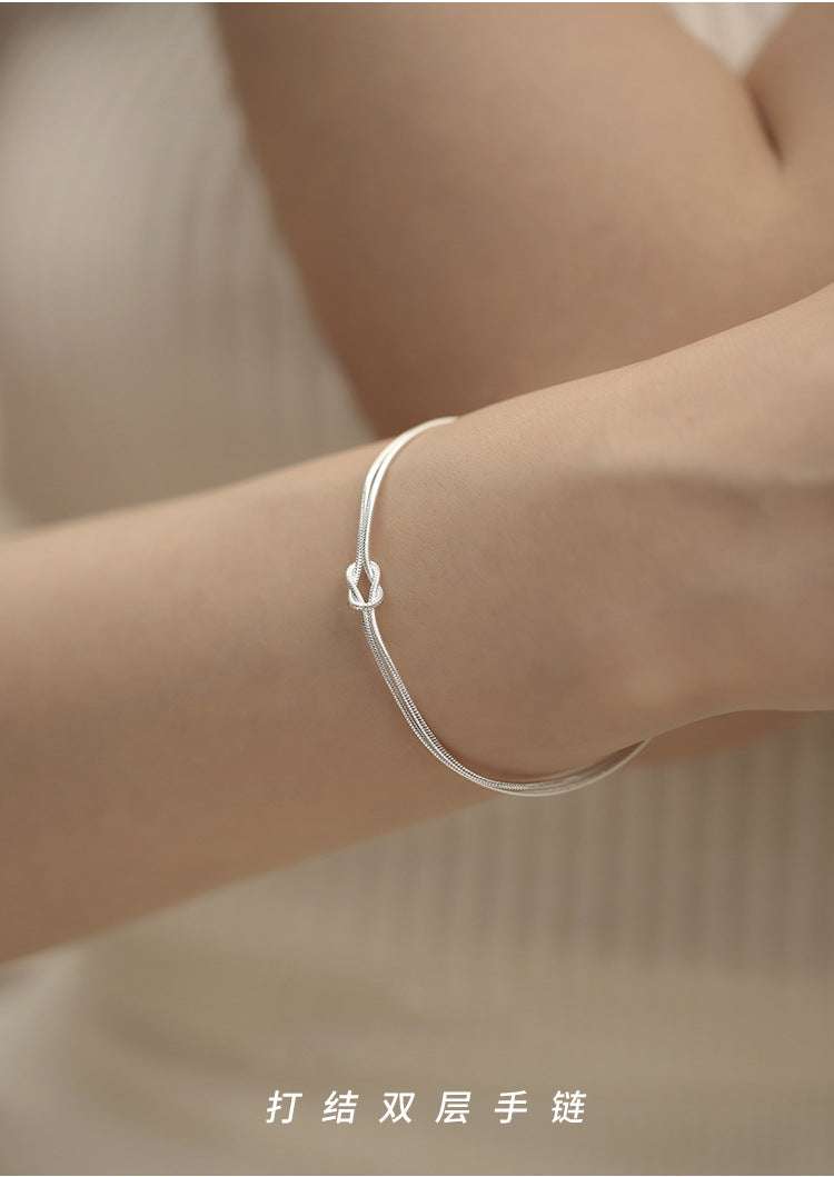 Knotted Double Layer Snake Bone Bracelet for Women