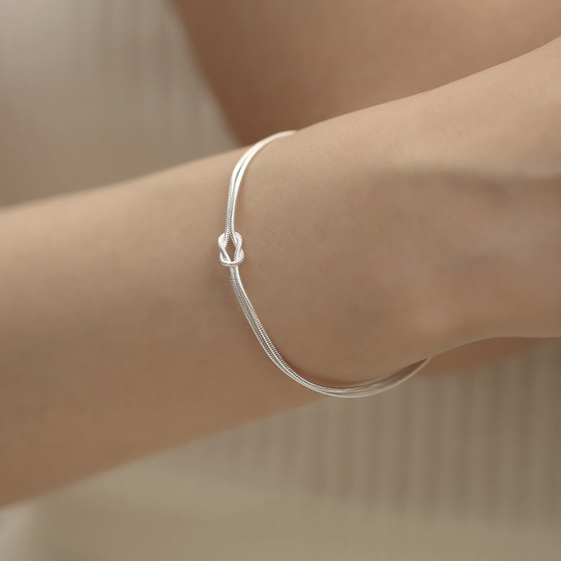 Knotted Double Layer Snake Bone Bracelet for Women