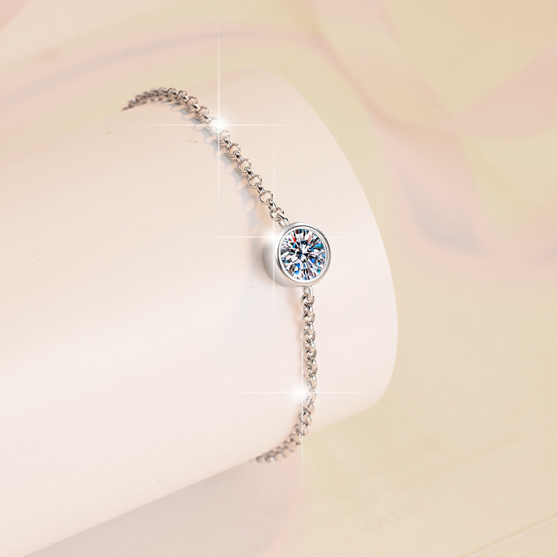 925 Sterling Silver Bracelet Small Bubble 1 Carat Moissanite Bracelet Platinum Plated Moissanite Jewelry