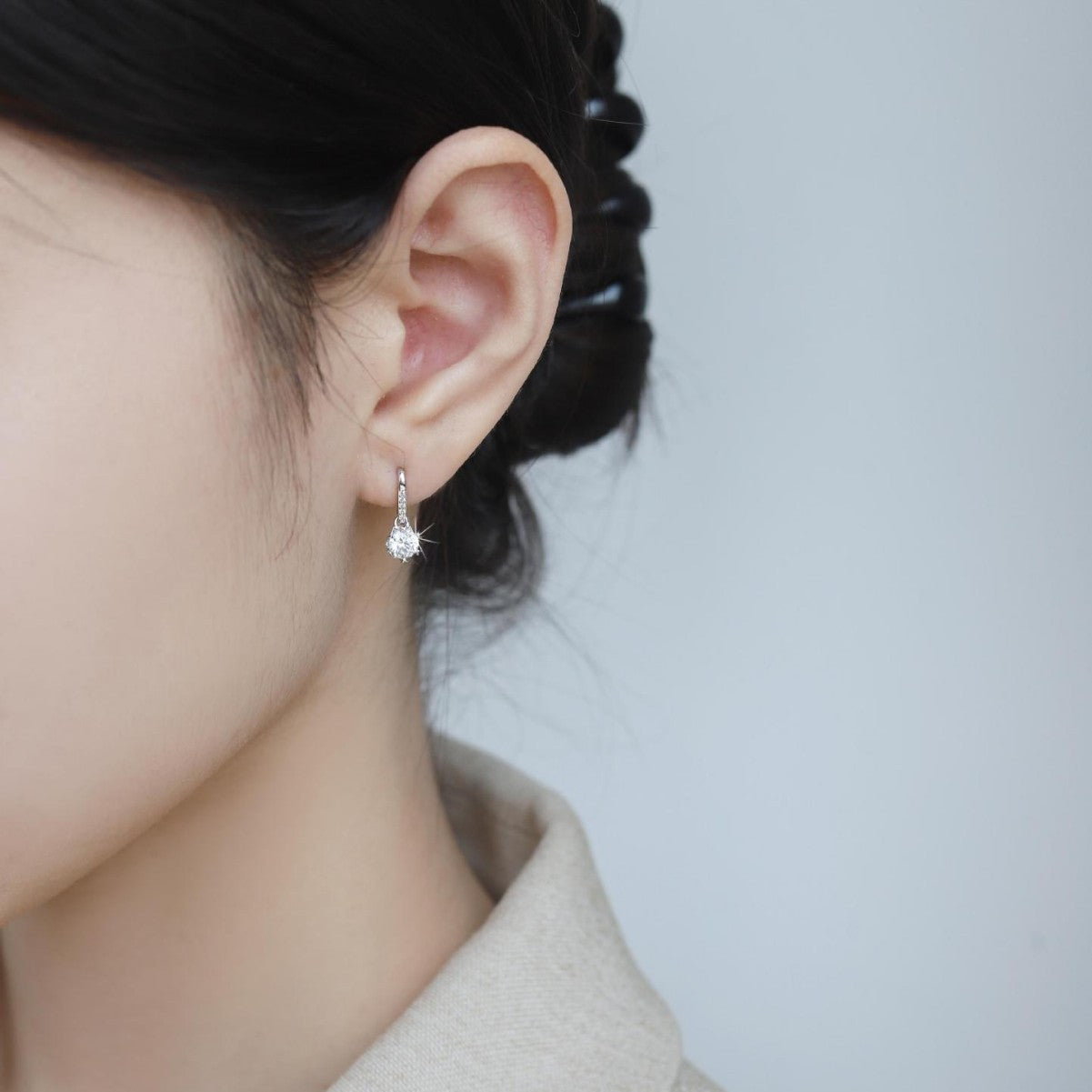 925 Sterling Silver Earrings Plated pt950 Simple Snowflake Tassel Stud Earrings Moissanite Ear Jewelry