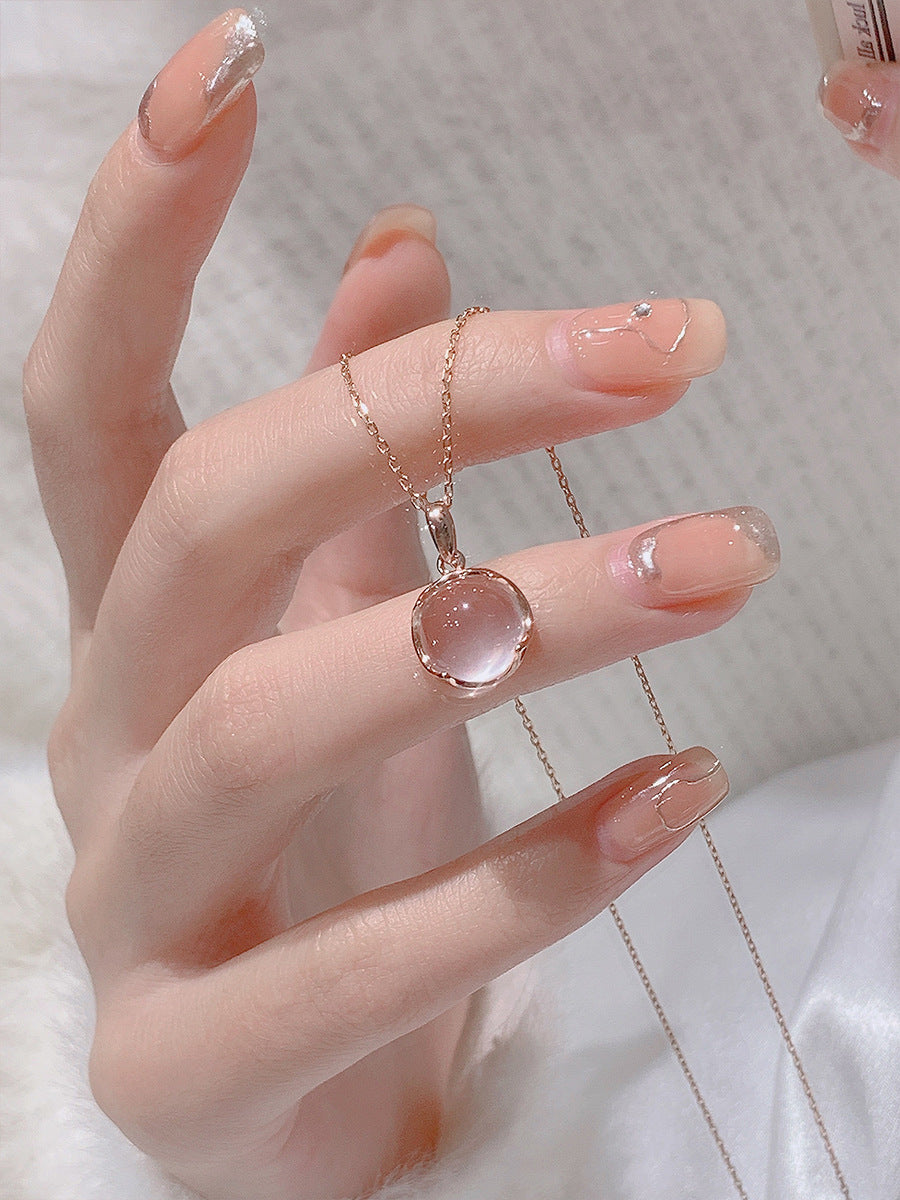 Cherry Blossom Pink Crystal Necklace for Women