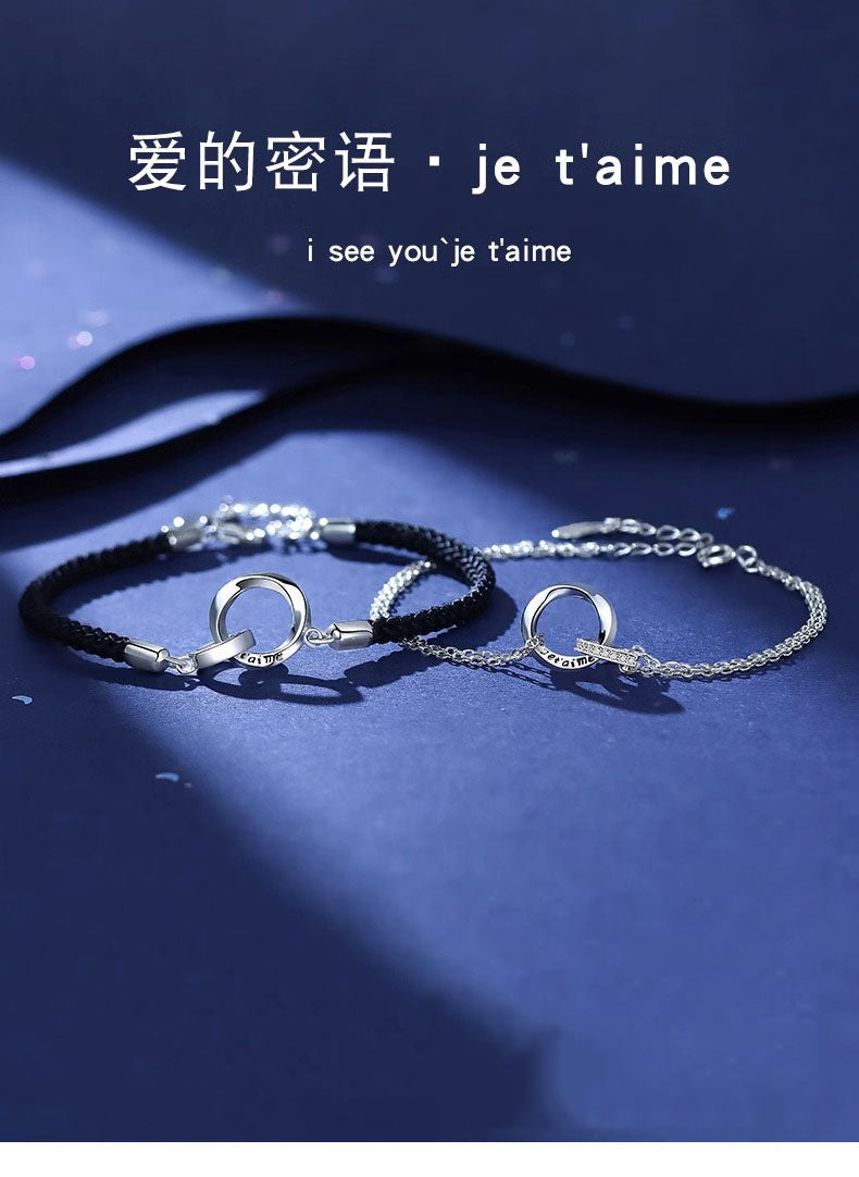 French I Love You Mobius Couple Bracelet for Men and Women