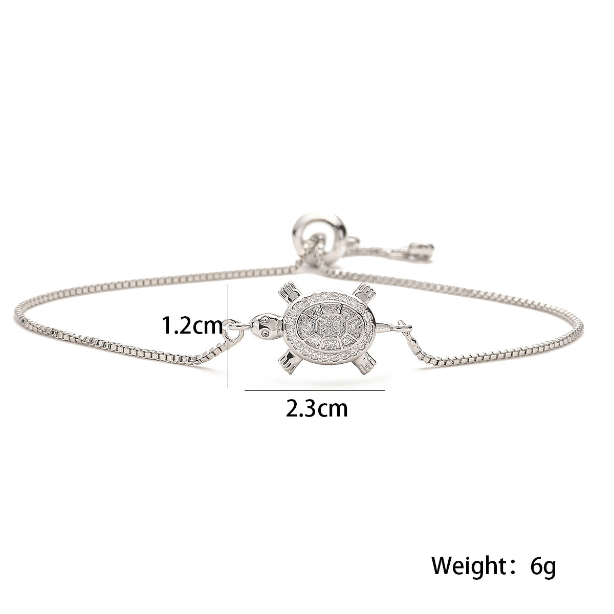 18K Gold Plated Copper Zircon Turtle Pendant Bracelet for Women, Unique Animal Jewelry Bracelet