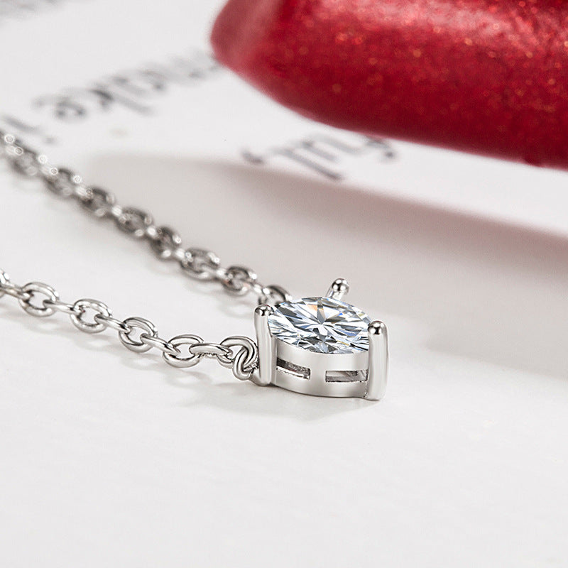 Single Diamond Heart Necklace for Women Student Hear