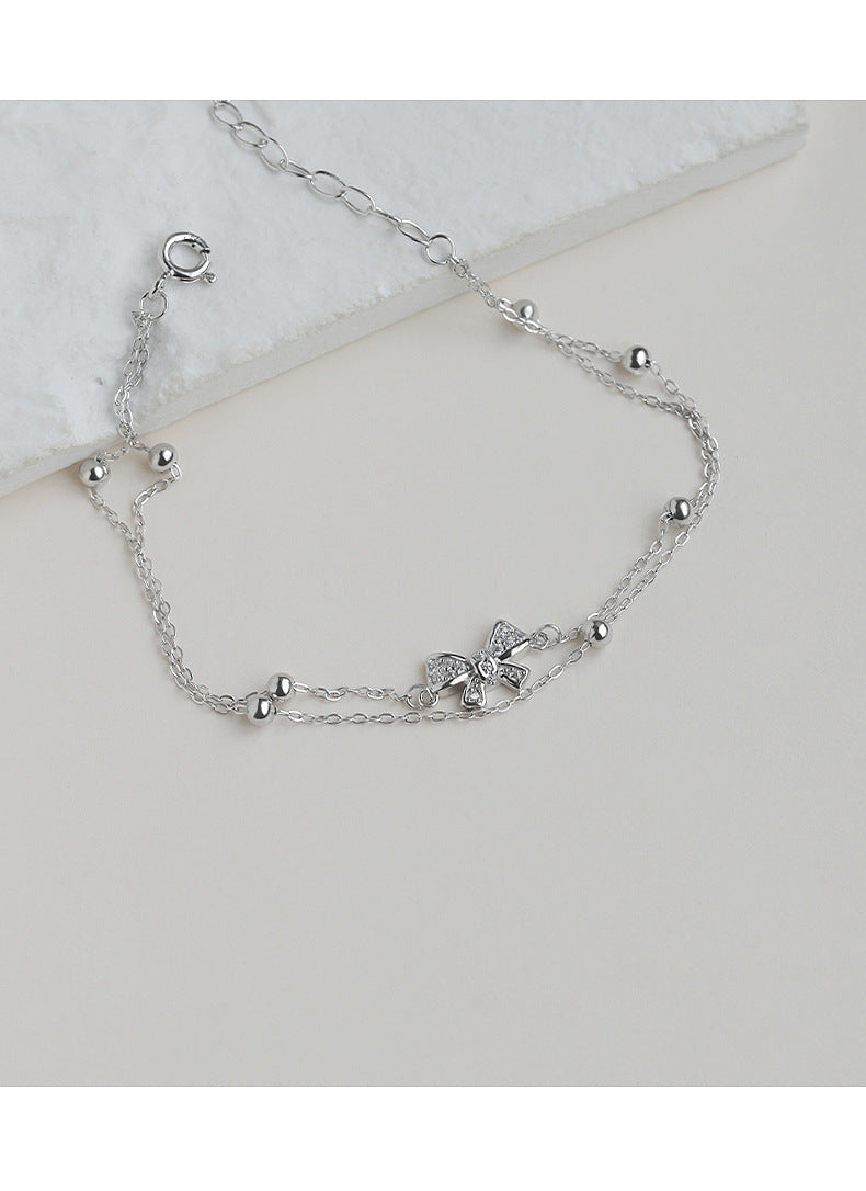 Butterfly Knot Double Layer Bracelet for Women, Ins Style