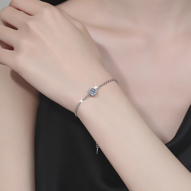 925 Sterling Silver Bracelet Small Bubble 1 Carat Moissanite Bracelet Platinum Plated Moissanite Jewelry
