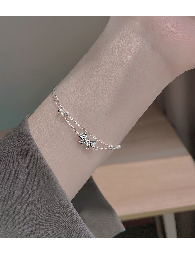 Butterfly Knot Double Layer Bracelet for Women, Ins Style