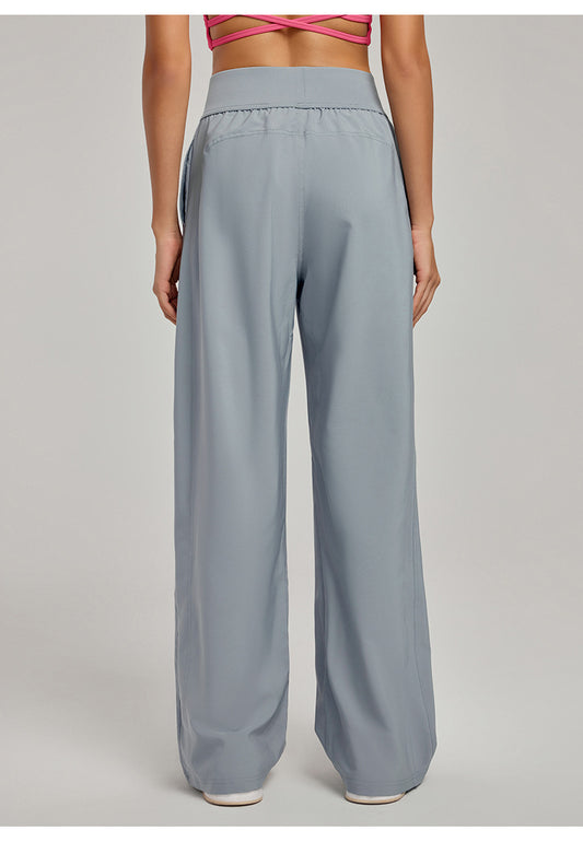Spring Summer Straight Wide Leg Pants Women's High Waist Slimming Sports Trousers Breathable Draping Loose Casual Yoga Pants