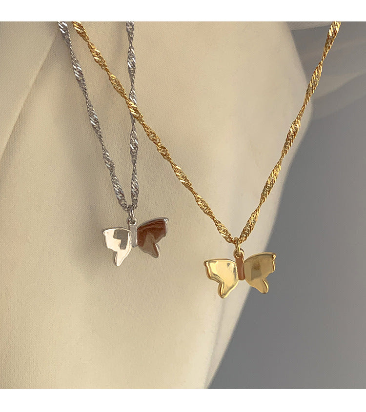 Woven Chain Butterfly Necklace Female Clavicle Chain Niche Design