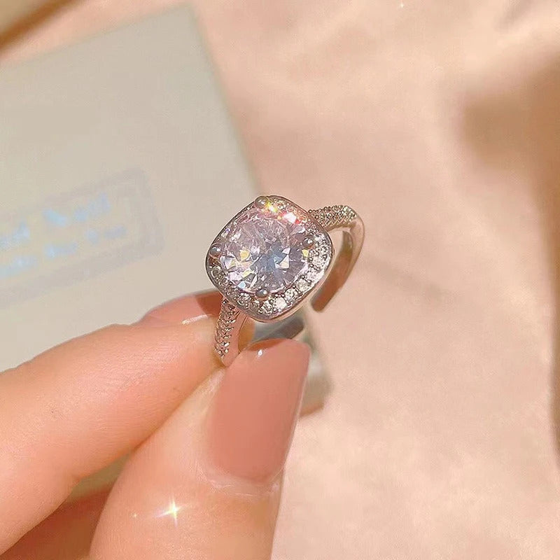 925 Sterling Silver Square Zircon Collar Set