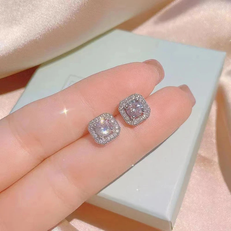 925 Sterling Silver Square Zircon Collar Set