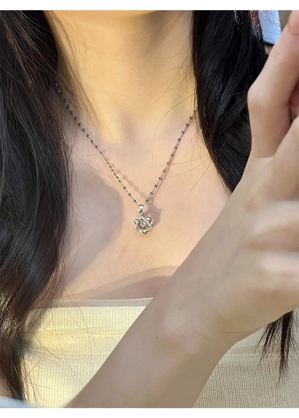 Beating Heart Heartbeat Hexagram Necklace for Women