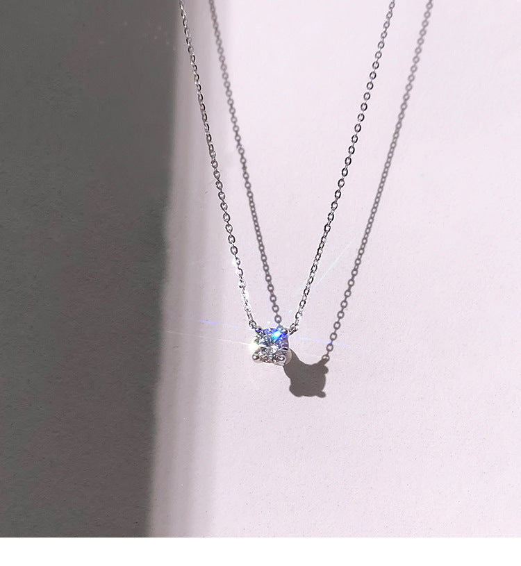 Single Diamond Necklace for Women Niche Design