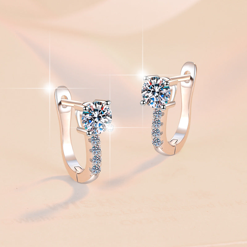 925 Sterling Silver Earring Clasps Pair 1 Carat Fashion Versatile Korean Style Earrings Moissanite Studs