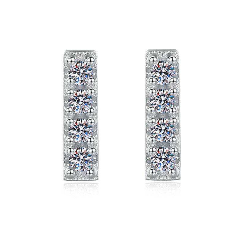 925 Sterling Silver Earrings Fashion Ins Style New Korean and Japanese Simple Versatile Niche Moissanite Jewelry