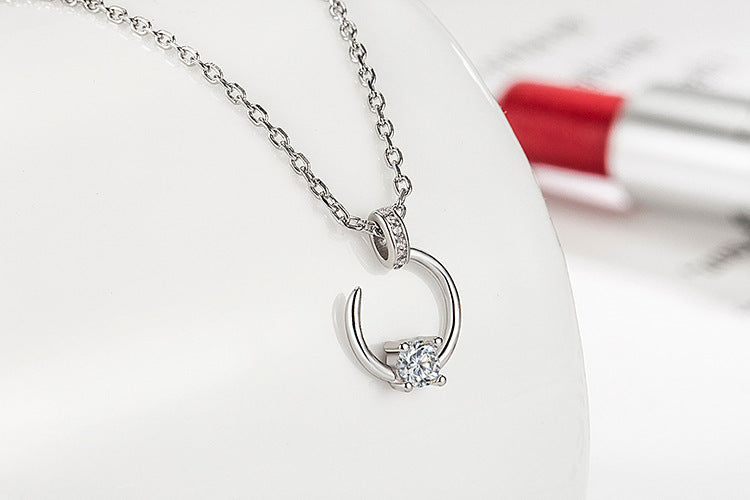 Sparkling Diamond Moon Necklace for Women
