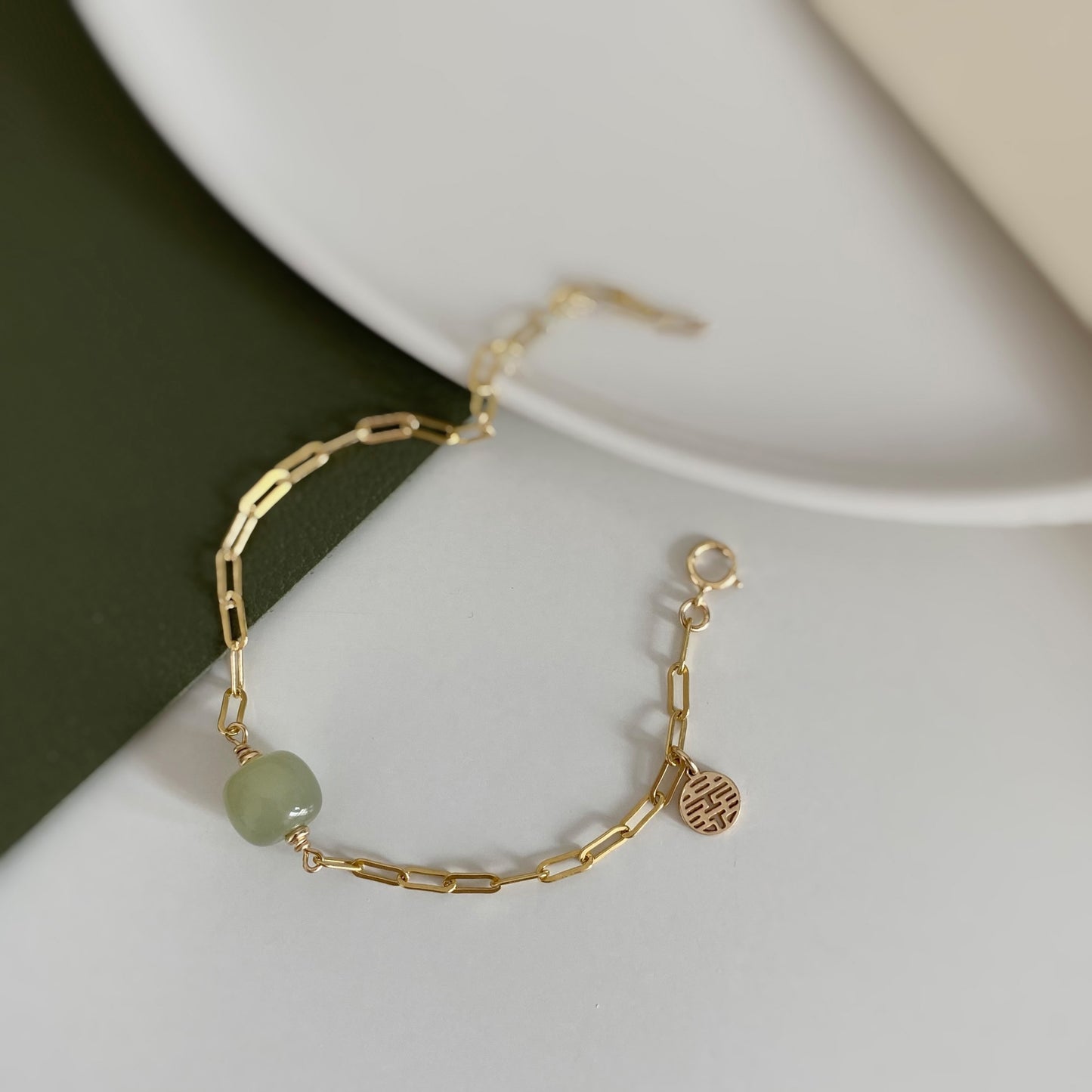 Transshipment Bead Jade Double Happiness Bracelet for Women