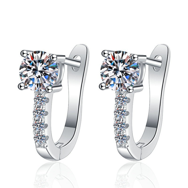 925 Sterling Silver Earring Clasps Pair 1 Carat Fashion Versatile Korean Style Earrings Moissanite Studs