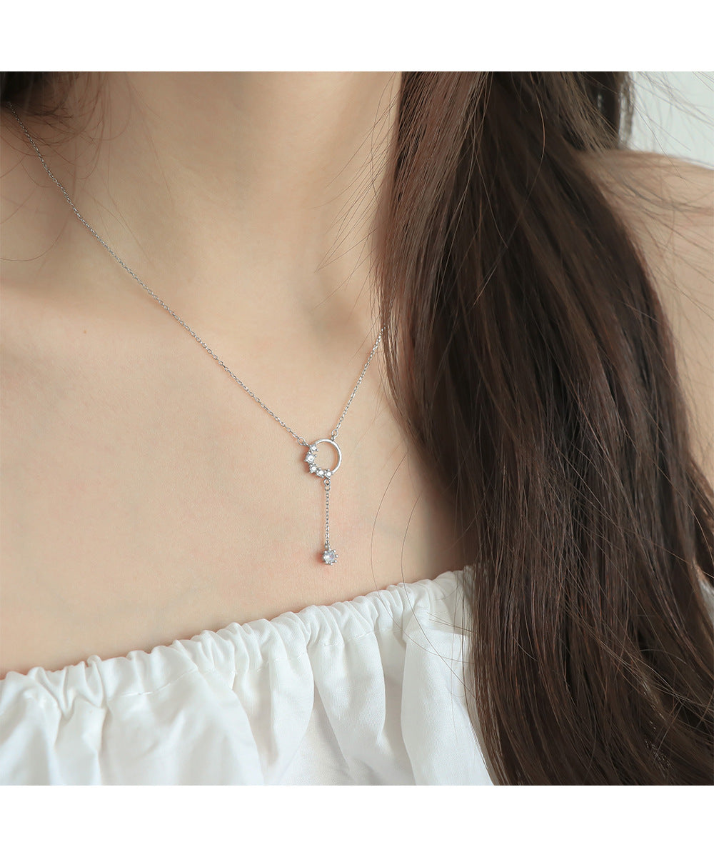 Deeply Passionate Circle Tassel Zircon Necklace for Women