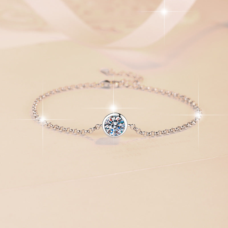 925 Sterling Silver Bracelet Small Bubble 1 Carat Moissanite Bracelet Platinum Plated Moissanite Jewelry