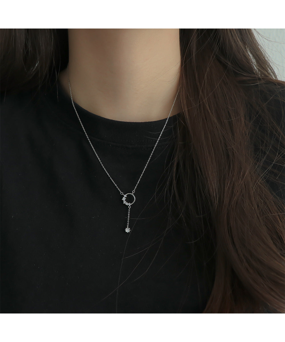 Deeply Passionate Circle Tassel Zircon Necklace for Women