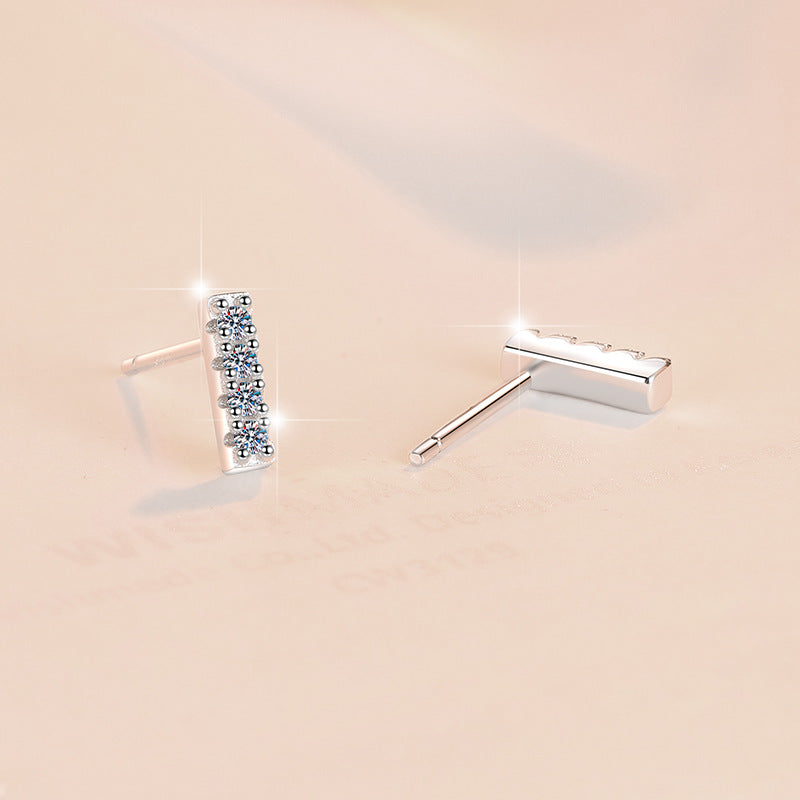 925 Sterling Silver Earrings Fashion Ins Style New Korean and Japanese Simple Versatile Niche Moissanite Jewelry
