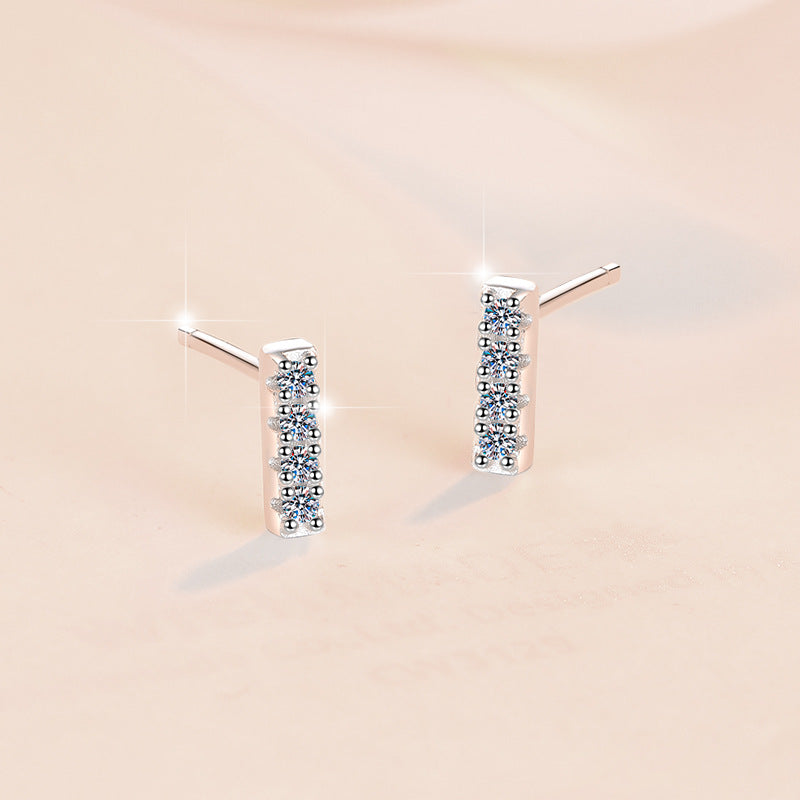 925 Sterling Silver Earrings Fashion Ins Style New Korean and Japanese Simple Versatile Niche Moissanite Jewelry