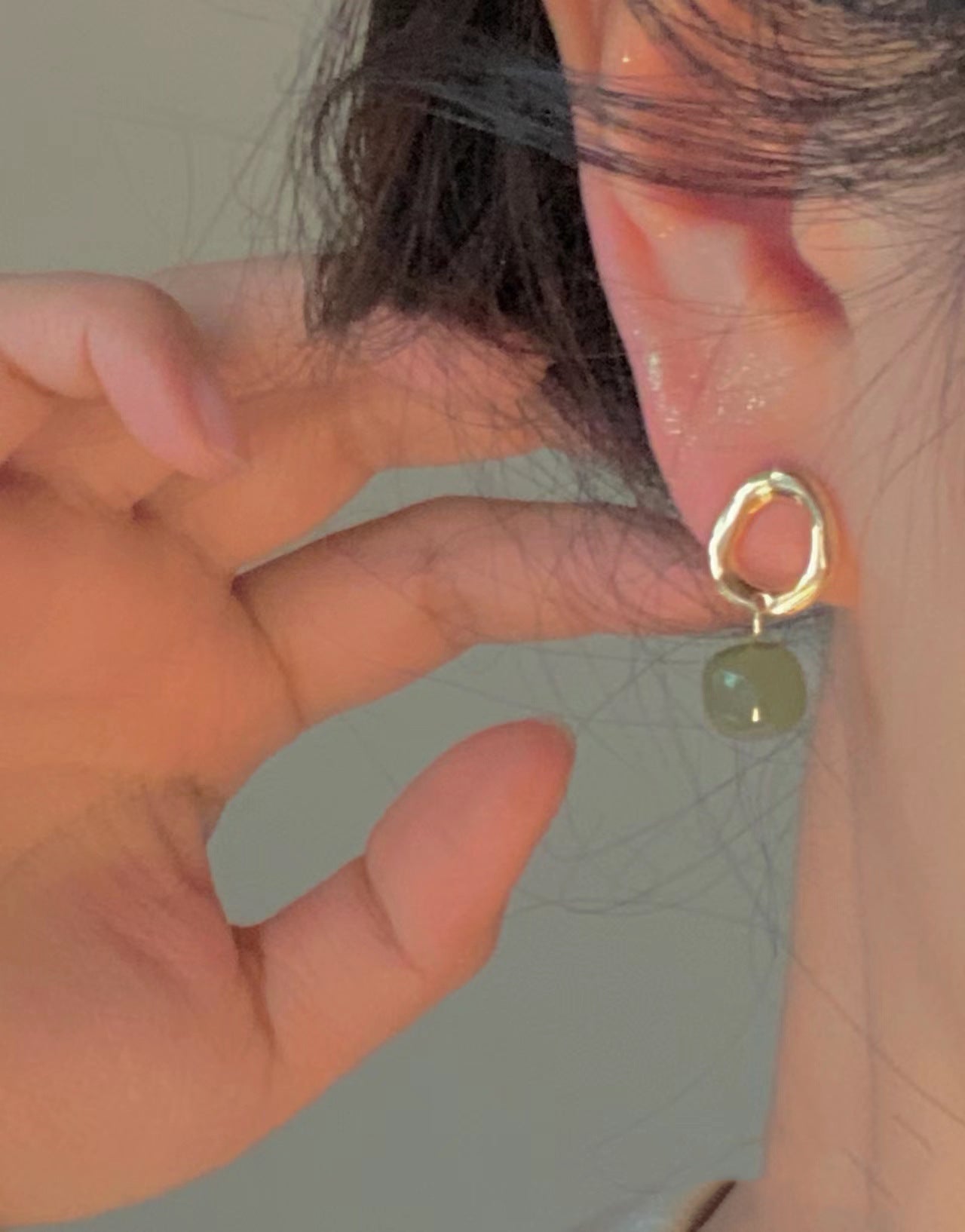Hetian Jade Yang Green Earrings for Women