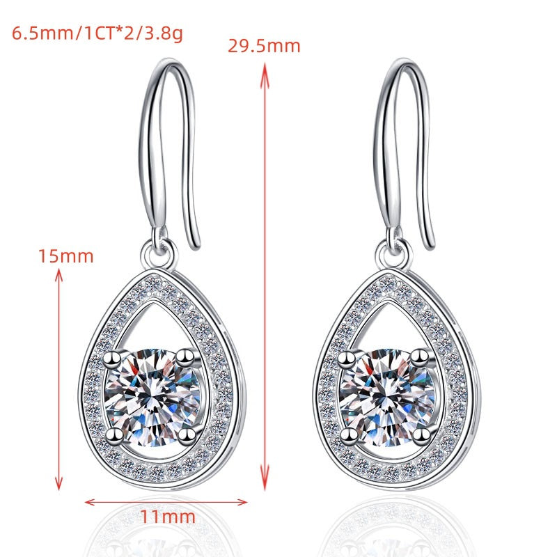 1 Carat Earrings with High-End Feel, Round Cut Moissanite 925 Silver Stud Earrings for Women