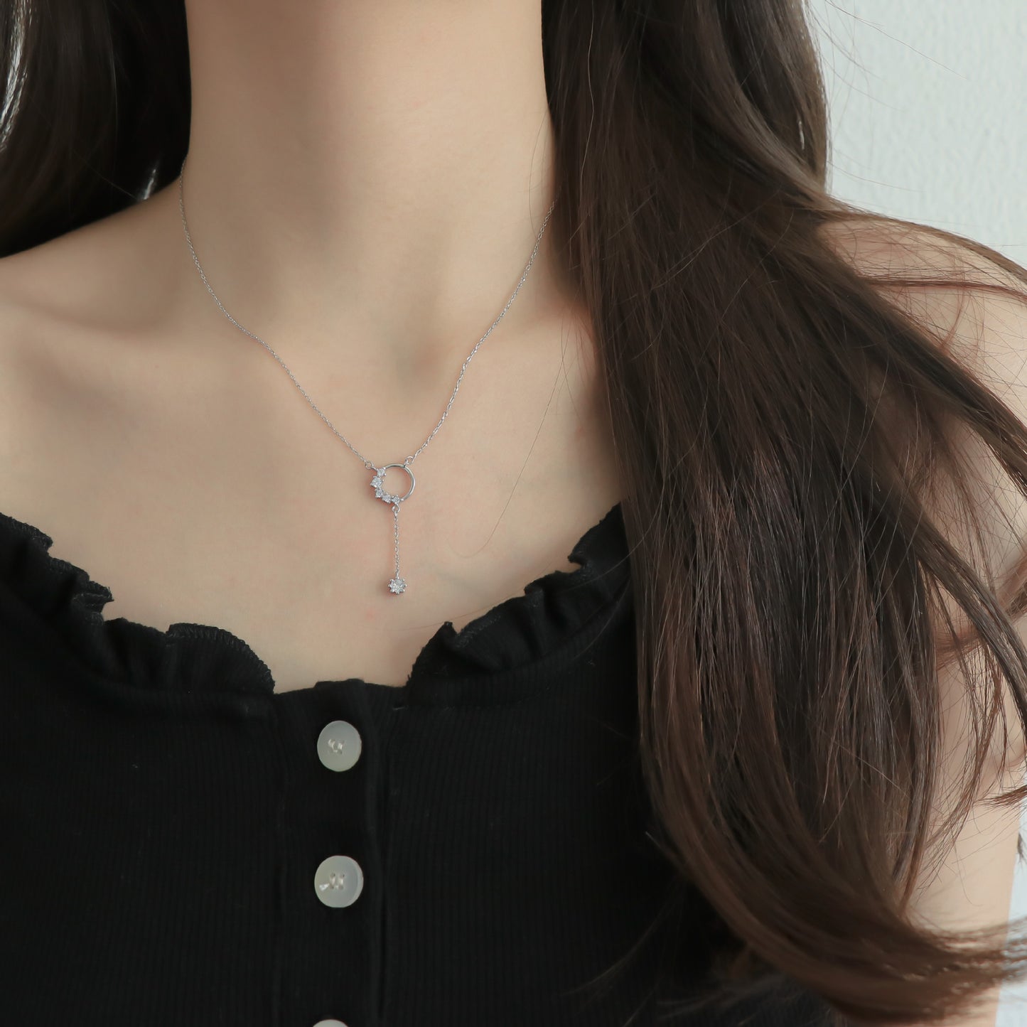 Deeply Passionate Circle Tassel Zircon Necklace for Women