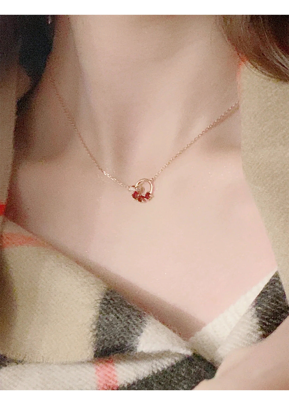 Interlocking Garnet Necklace for Women Chain Jewelry