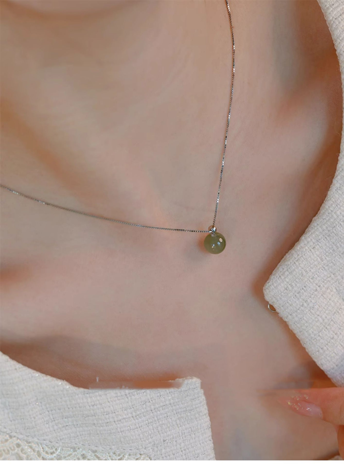 Lake Green Hetian Jade Necklace for Women