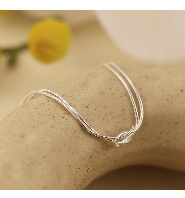 Knotted Double Layer Snake Bone Bracelet for Women