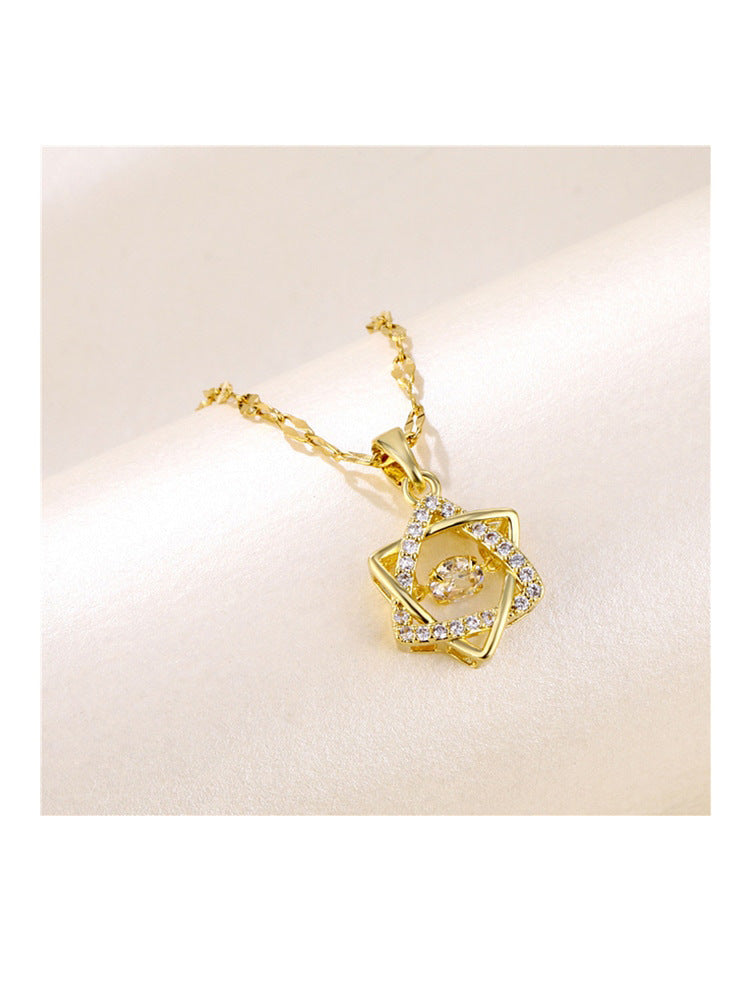 Beating Heart Heartbeat Hexagram Necklace for Women