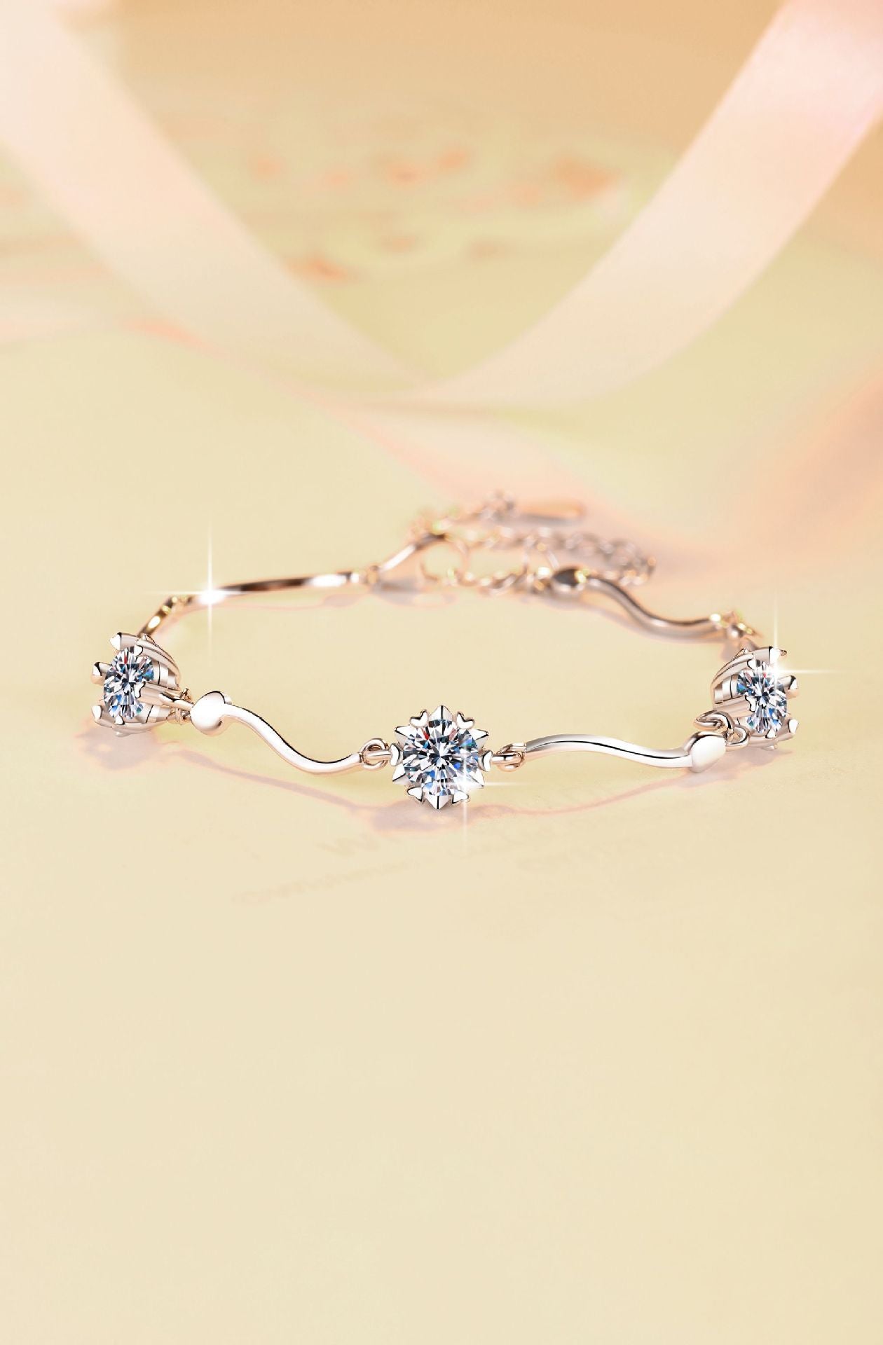 925 Sterling Silver Bracelet Snowflake Lobster Clasp Simple Fashion Women's Jewelry GRA Moissanite