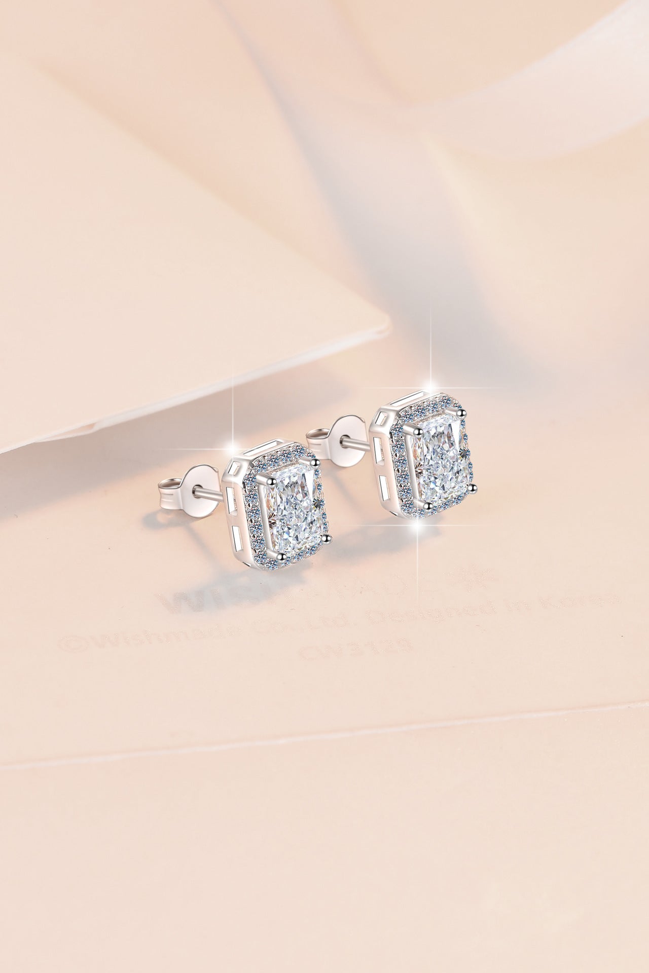 925 Sterling Silver Earrings for Women, Square Shape, Emerald Cut, Radiant Cut, Fashionable Encrusted, Pt950 Plated Earrings