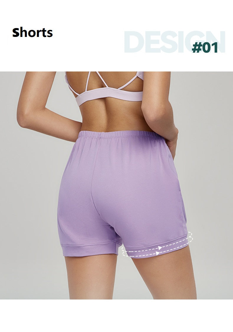Women's Yoga Shorts Pure Color Cotton Loose Breathable Sports Shorts