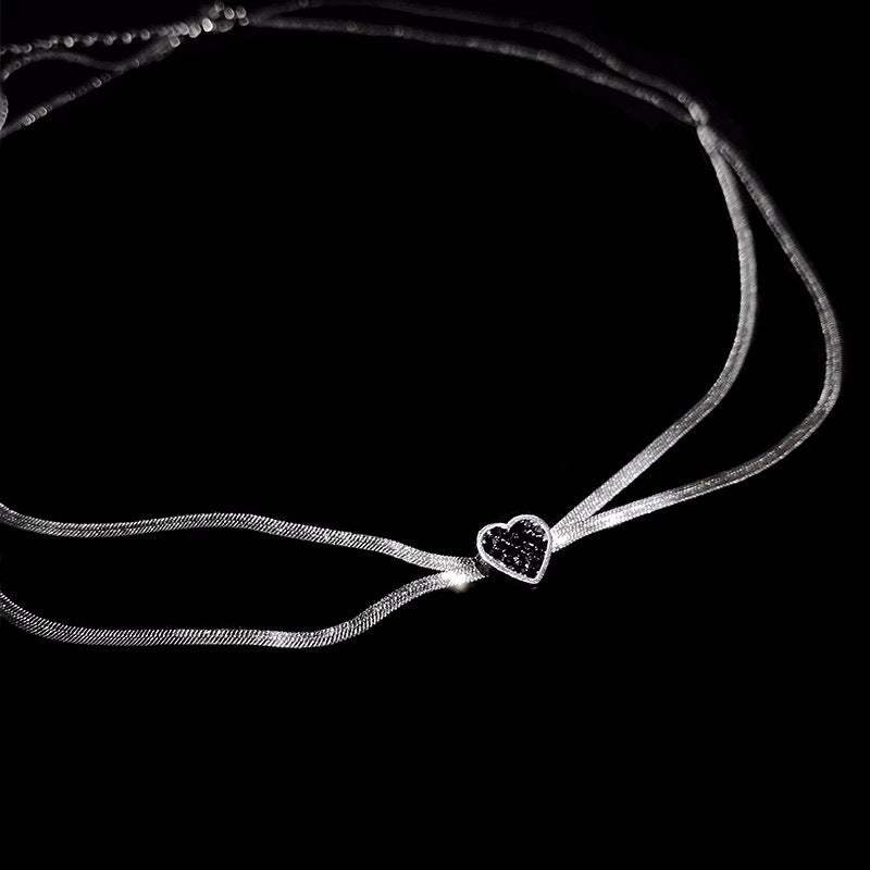 Dark Heart Double Layer Necklace for Women