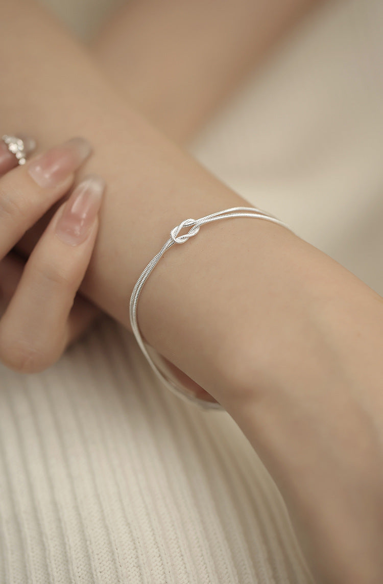 Knotted Double Layer Snake Bone Bracelet for Women