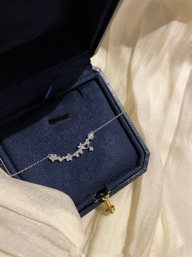 Full Diamond Galaxy Smile Shooting Star Necklace for Women
