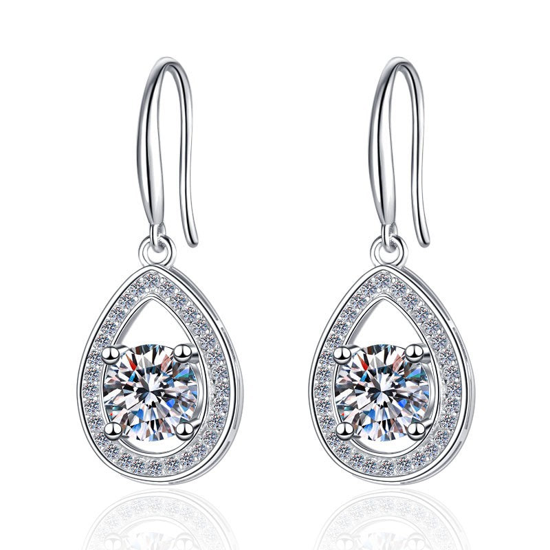 1 Carat Earrings with High-End Feel, Round Cut Moissanite 925 Silver Stud Earrings for Women
