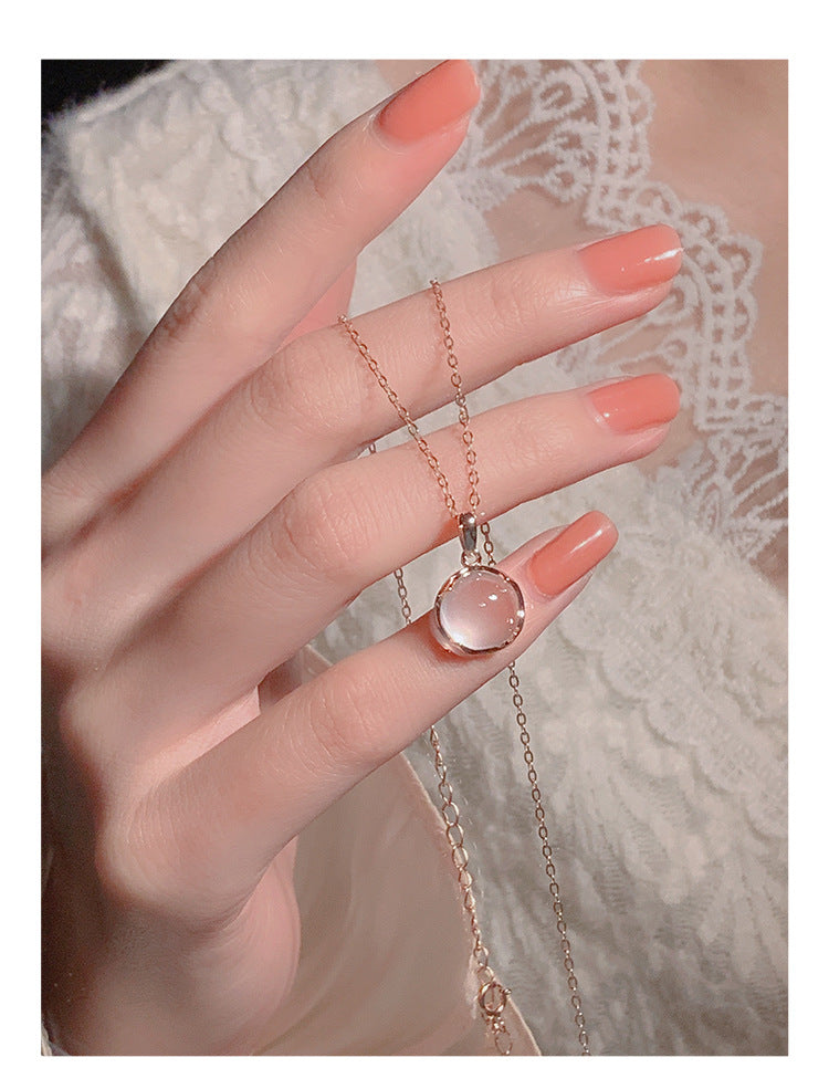Cherry Blossom Pink Crystal Necklace for Women